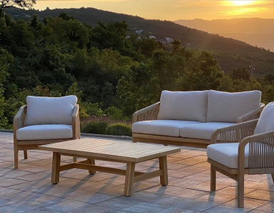 Диван деревянный двухместный Tagliamento Ravona KD акация, роуп, олефин натуральный, бежевый Фото 17