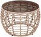 Столик плетеный кофейный ReeHouse Lotus алюминий, искусственный ротанг, стекло ирбис, бронза Фото 1