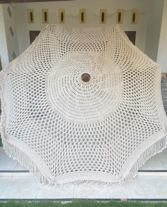 Зонт профессиональный Ø2.5 м Scolaro Palladio Boho дерево ироко, полиэфирный шнур натуральный, слоновая кость Фото 24