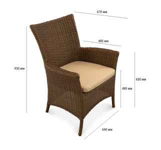 Комплект плетеной мебели ReeHouse Kipr алюминий, искусственный ротанг, оксфорд, стекло дуб, бежевый Фото 5