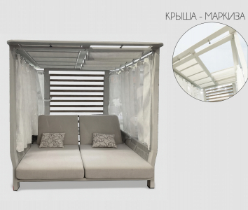 Шатер с лежаками Higold Borromeo алюминий, роуп, олефин бежевый, светло-серый Фото 7