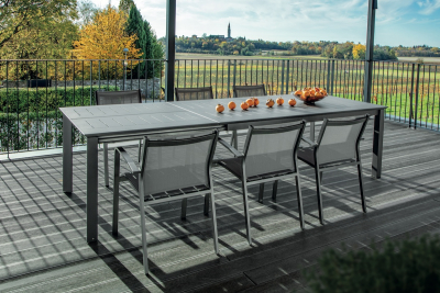 Стол металлический раздвижной Grattoni Panarea алюминий антрацит Фото 5