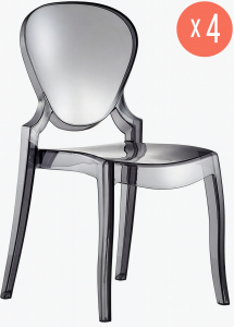 Комплект прозрачных стульев PEDRALI Queen Set 4 поликарбонат серый Фото 1
