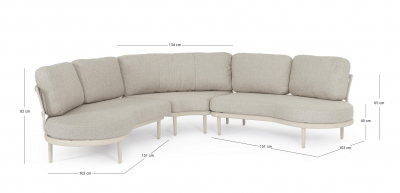 Диван модульный угловой с подушками Garden Relax Helios алюминий, роуп, олефин бежевый Фото 2
