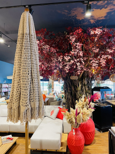 Зонт профессиональный Ø2.5 м Scolaro Palladio Boho дерево ироко, полиэфирный шнур натуральный, слоновая кость Фото 21
