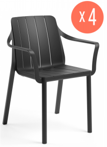 Комплект кресел пластиковых Nardi Tiberina Set 4 стеклопластик антрацит Фото 1