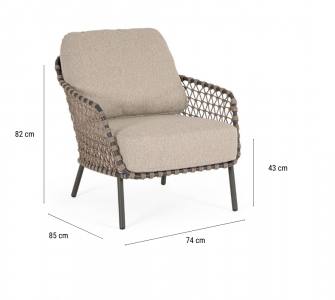 Кресло лаунж плетеное с подушками Garden Relax Ivissa сталь, роуп, олефин антрацит Фото 2