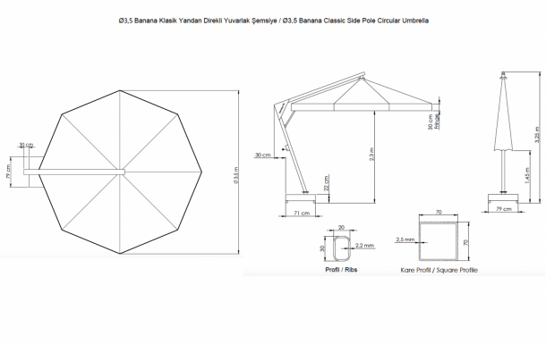 Зонт профессиональный Ø3.5 м Banana