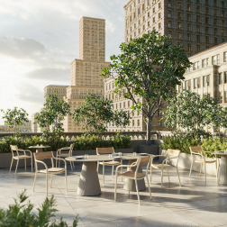Кресло пластиковое Madison Wood, кремовый, деревянный