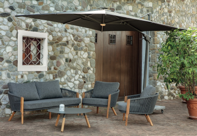 Зонт садовый с подсветкой Grattoni Venezia алюминий, олефин антрацит, темно-серый Фото 4