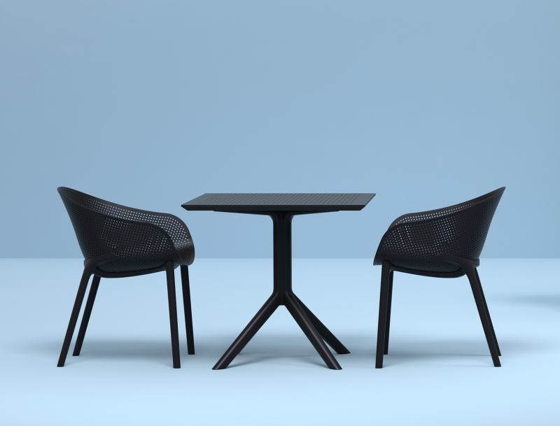 Стол пластиковый Sky Table 80, черный, 800х800х740 мм
