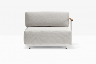 Модуль угловой с левым подлокотником PEDRALI Arki-Sofa сталь, алюминий, тик, ткань белый, серый Фото 5