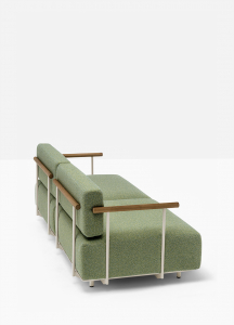 Диван двухместный с подлокотниками PEDRALI Arki-Sofa Plus алюминий, сталь, тик, ткань бежевый, зеленый Фото 5