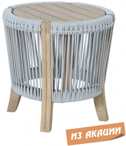 Столик деревянный кофейный Tagliamento Veneto акация, роуп, олефин светлый тик, серый Фото 1