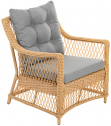 Кресло плетеное с подушками ReeHouse Impero алюминий, искусственный ротанг, олефин индийское дерево, серый Фото 1