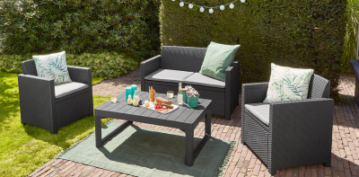 Стол пластиковый Keter Lyon rattan table пластик с имитацией плетения графит Фото 5