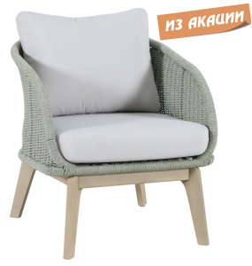 Кресло деревянное с подушками Tagliamento Madrague акация, роуп, олефин светлый тик, бежевый Фото 1