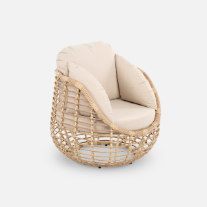 Комплект плетеной мебели ReeHouse Lotus алюминий, искусственный ротанг, олефин, стекло индийское дерево, бежевый, бронза Фото 24