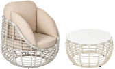Комплект плетеной мебели ReeHouse Lotus алюминий, искусственный ротанг, олефин, стекло доминикана, бежевый, белый сатин Фото 1