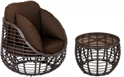 Комплект плетеной мебели ReeHouse Lotus алюминий, искусственный ротанг, олефин, стекло шоколад металлик, коричневый, бронза Фото 1