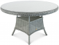 Стол плетеный обеденный ReeHouse Primo алюминий, искусственный ротанг, стекло лунный свет Фото 1