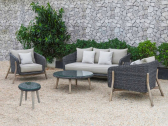 Комплект плетеной мебели Tagliamento Jura акация, алюминий, искусственный ротанг, полиэстер серый, натуральный Фото 4