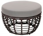 Пуф плетеный с подушкой ReeHouse Lotus алюминий, искусственный ротанг, олефин шоколад металлик, серый Фото 1