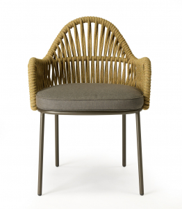 Кресло плетеное с подушкой Scab Design Malvasia Riviera сталь, роуп, акрил мокко, горчичный, мокко Фото 7