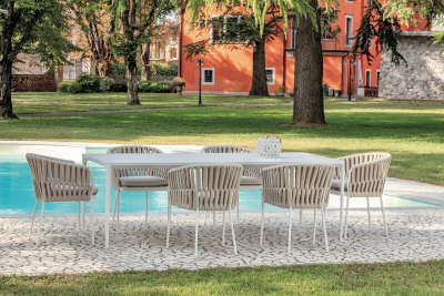 Стол обеденный металлический Grattoni Bahamas алюминий белый Фото 7