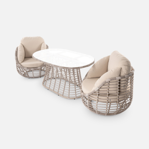 Кресло плетеное с подушками ReeHouse Lotus алюминий, искусственный ротанг, олефин ирбис, бежевый Фото 5