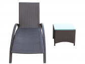 Шезлонг плетеный Релакс с белым матрасом ATC искусственный ротанг коричневый Фото 2