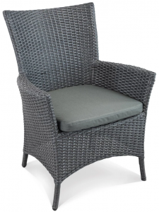 Кресло плетеное с подушкой ReeHouse Kipr алюминий, искусственный ротанг, оксфорд черный металлик, темно-серый Фото 1