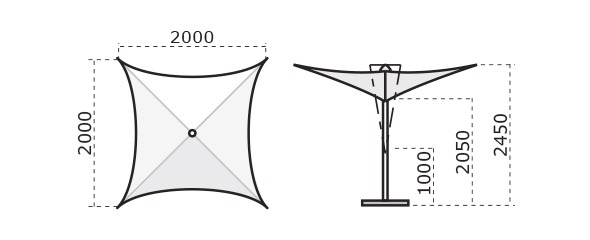 Зонт-парусник 2х2 м Vela Titanium