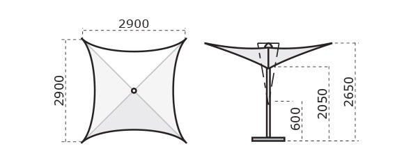 Зонт-парусник 2.9х2.9 м Vela Titanium