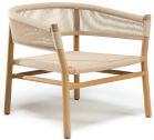 Кресло лаунж деревянное плетеное Ethimo Kilt тик, роуп натуральный тик, песочный Фото 1