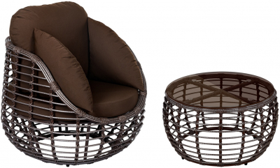 Комплект плетеной мебели ReeHouse Lotus алюминий, искусственный ротанг, олефин, стекло шоколад металлик, коричневый, бронза Фото 1