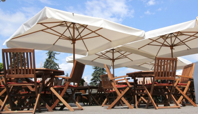 Зонт профессиональный 3х3 м Scolaro Palladio Standard дерево ироко, акрил натуральный, слоновая кость Фото 9