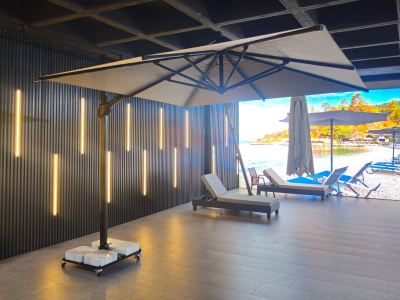 Зонт профессиональный 3х4 м THEUMBRELA SEMSIYE EVI Banana Plus Premier алюминий, акрил черный, натуральный Фото 9