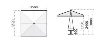 Зонт профессиональный 3.5х3.5 м Scolaro Palladio Standard дерево ироко, акрил натуральный, слоновая кость Фото 2