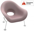 Кресло лаунж пластиковое Qeeboo Pupa Chrome Base IN металл, полиэтилен хром, розовый Фото 1