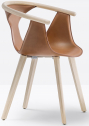 Кресло деревянное с обивкой PEDRALI Fox сталь, ясень, натуральная кожа беленый ясень, коричневый Фото 5