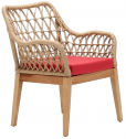 Кресло деревянное плетеное с подушкой Tagliamento Beam каштан, искусственный ротанг, олефин Фото 4