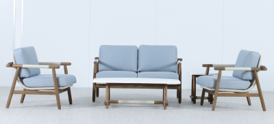 Столик каменный кофейный Tagliamento Apoyo акация, искусственный камень Cement грецкий орех, белый Фото 3