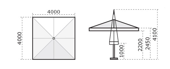Зонт профессиональный телескопический 4х4 м Palladio Telescopic