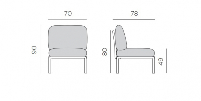 Модуль центральный пластиковый с подушками Nardi Komodo Elemento Centrale стеклопластик, Sunbrella белый, лед Фото 2