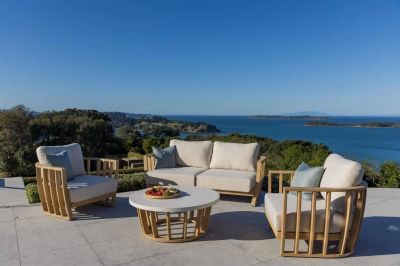 Столик каменный кофейный Tagliamento Woodland эвкалипт, искусственный камень Terazzo натуральный, белый Фото 21