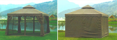 Шатер квадратный Village Gazebo алюминий черный, светло-бежевый Фото 3