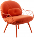 Лаунж-кресло мягкое Magis Pina массив ясеня, сталь, ткань красный Фото 1