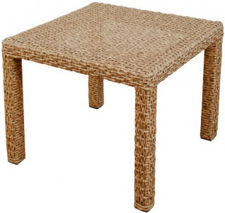 Столик плетеный журнальный ReeHouse Dove оцинкованная сталь, искусственный ротанг, закаленное стекло бежевый люкс Фото 1