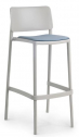 Стул барный пластиковый с обивкой PAPATYA Joy-S Bar Soft 75 стеклопластик, ткань светло-серый Фото 1